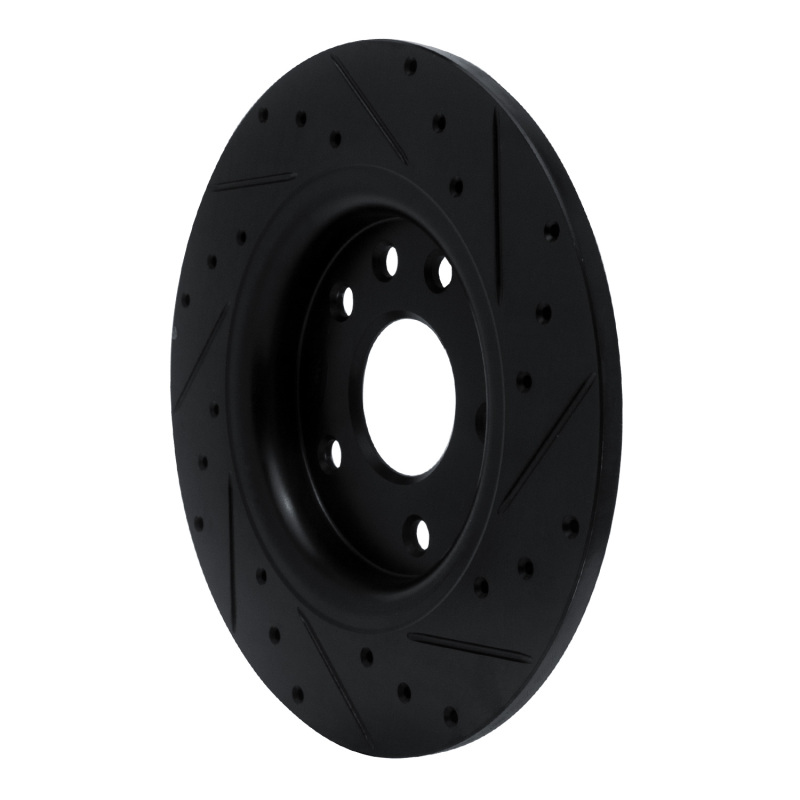 Chrysler Grand Caravan Brake Rotor (1) - Rear Left - R1 Concepts - Drilled & Slotted - Black - `17-`25